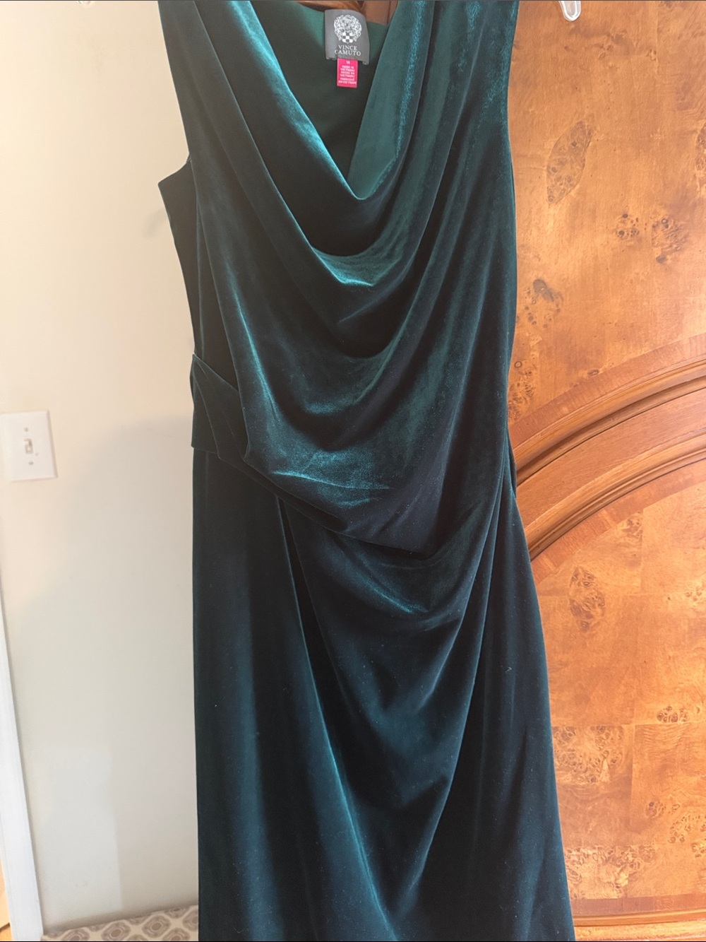 Kiyonna Deep Teal Velvet Cowl Neck Maxi Dress